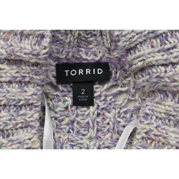 Torrid Women's Plus Size 2 Marled Cable Knit Mock Neck Sweater - Picture 7 of 8